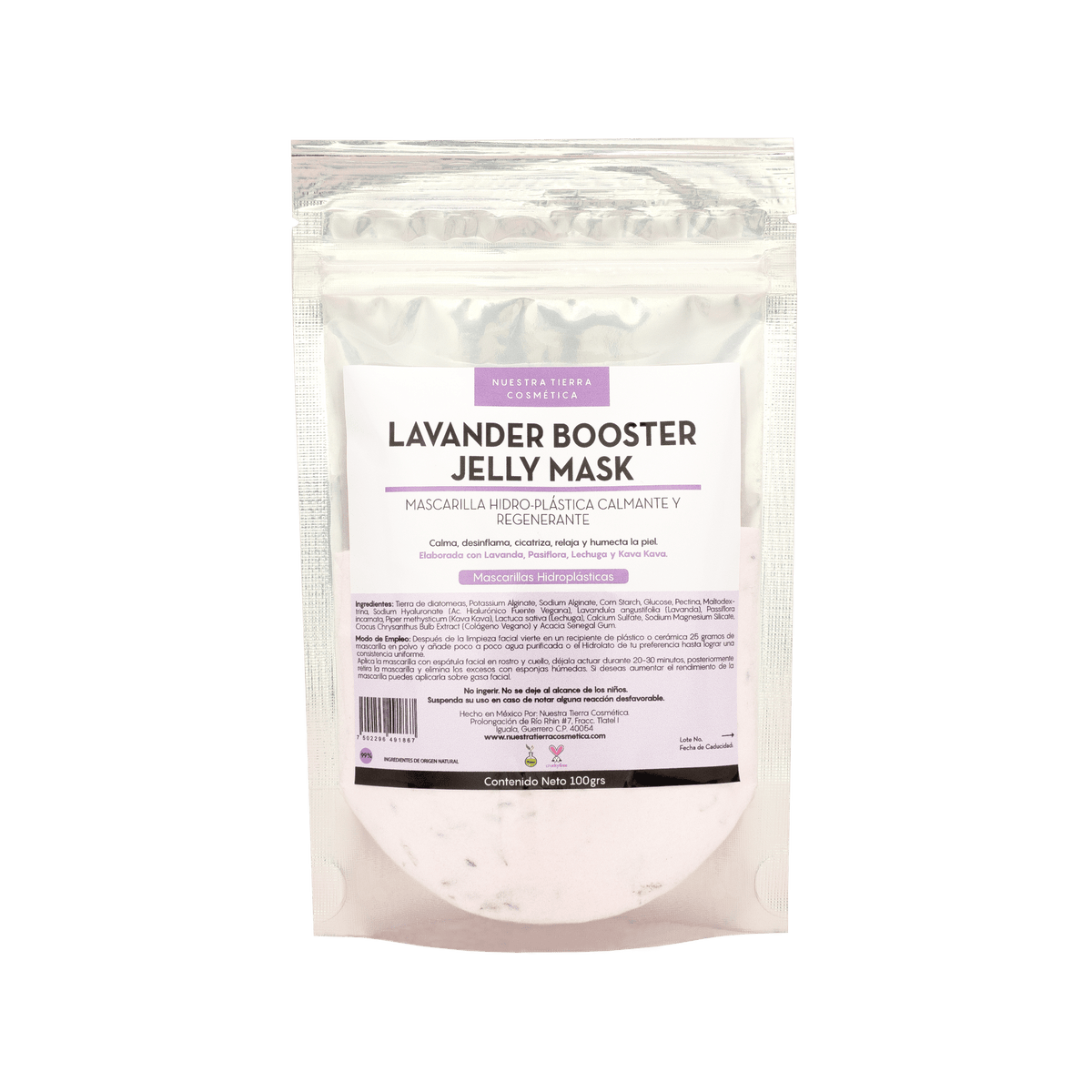 Lavander Booster Mascarilla Hidro - Plastica Calmante y Cicatrizante - Nuestra Tierra Cosmética Ancestral