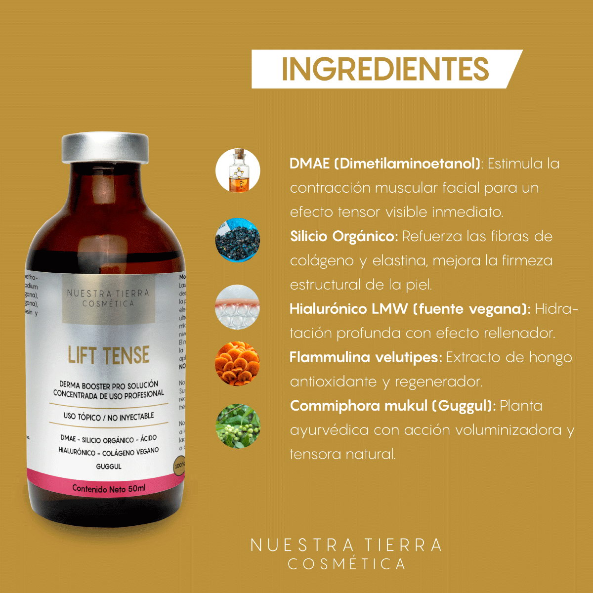 Lift Tense Solucion Concentrada Reafirmante y Tensora Vial - Nuestra Tierra Cosmética Ancestral