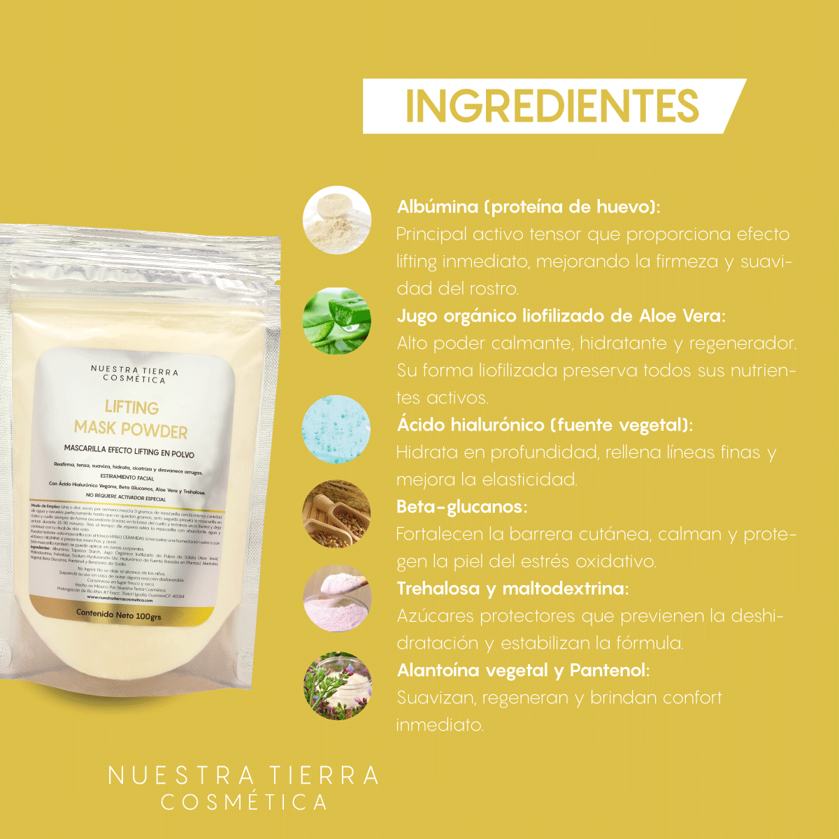 Lifting Mask Powder Mascarilla efecto Lifting - Nuestra Tierra Cosmética Ancestral