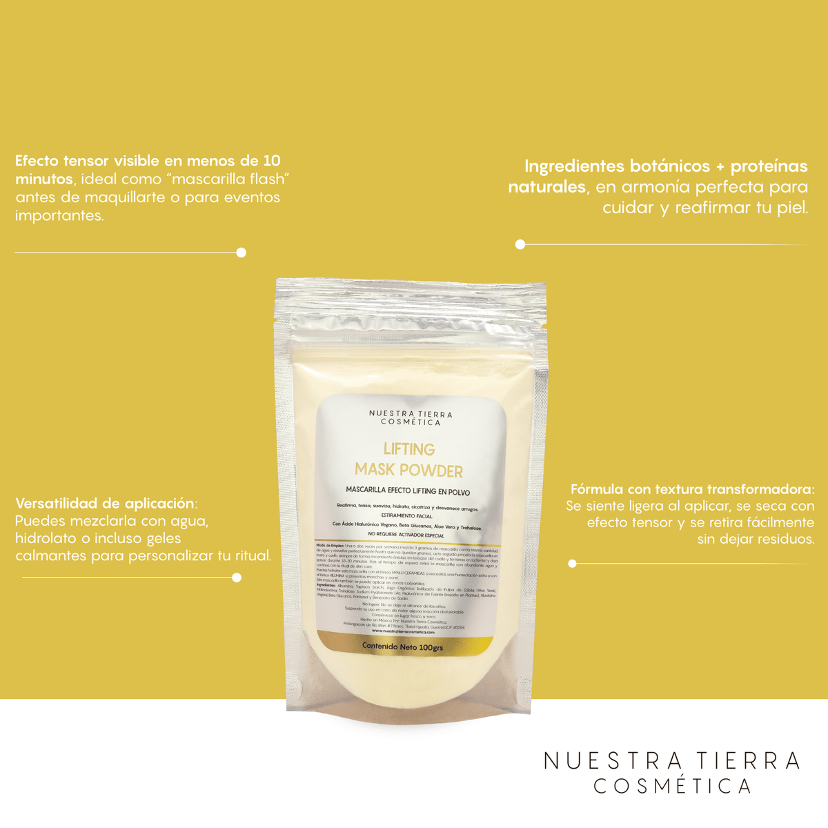 Lifting Mask Powder Mascarilla efecto Lifting - Nuestra Tierra Cosmética Ancestral