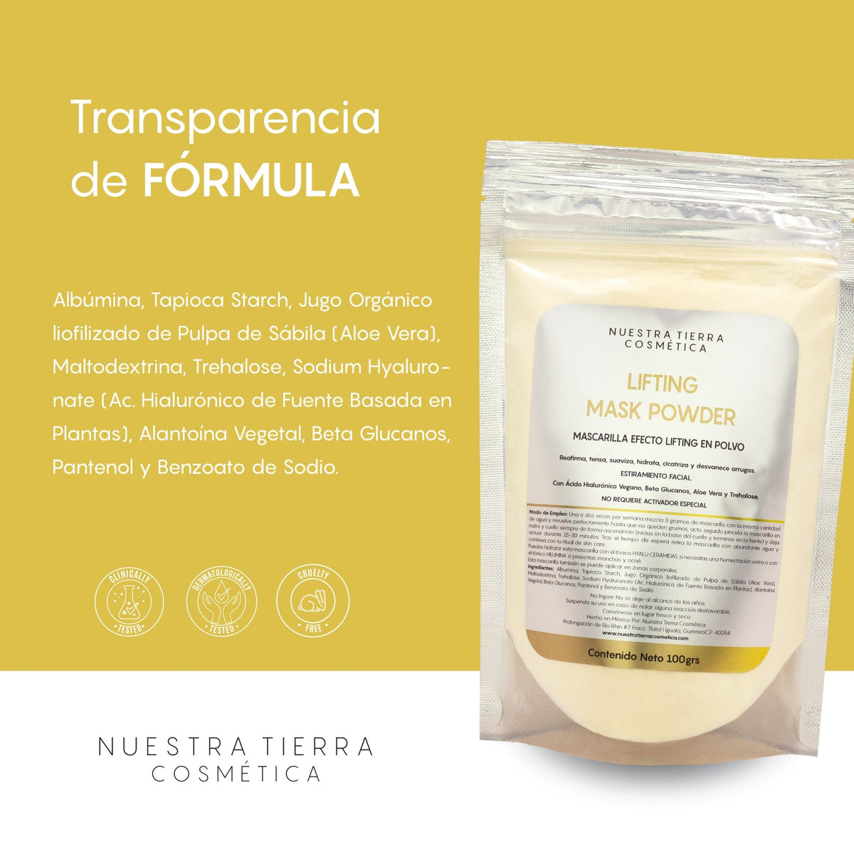 Lifting Mask Powder Mascarilla efecto Lifting - Nuestra Tierra Cosmética Ancestral