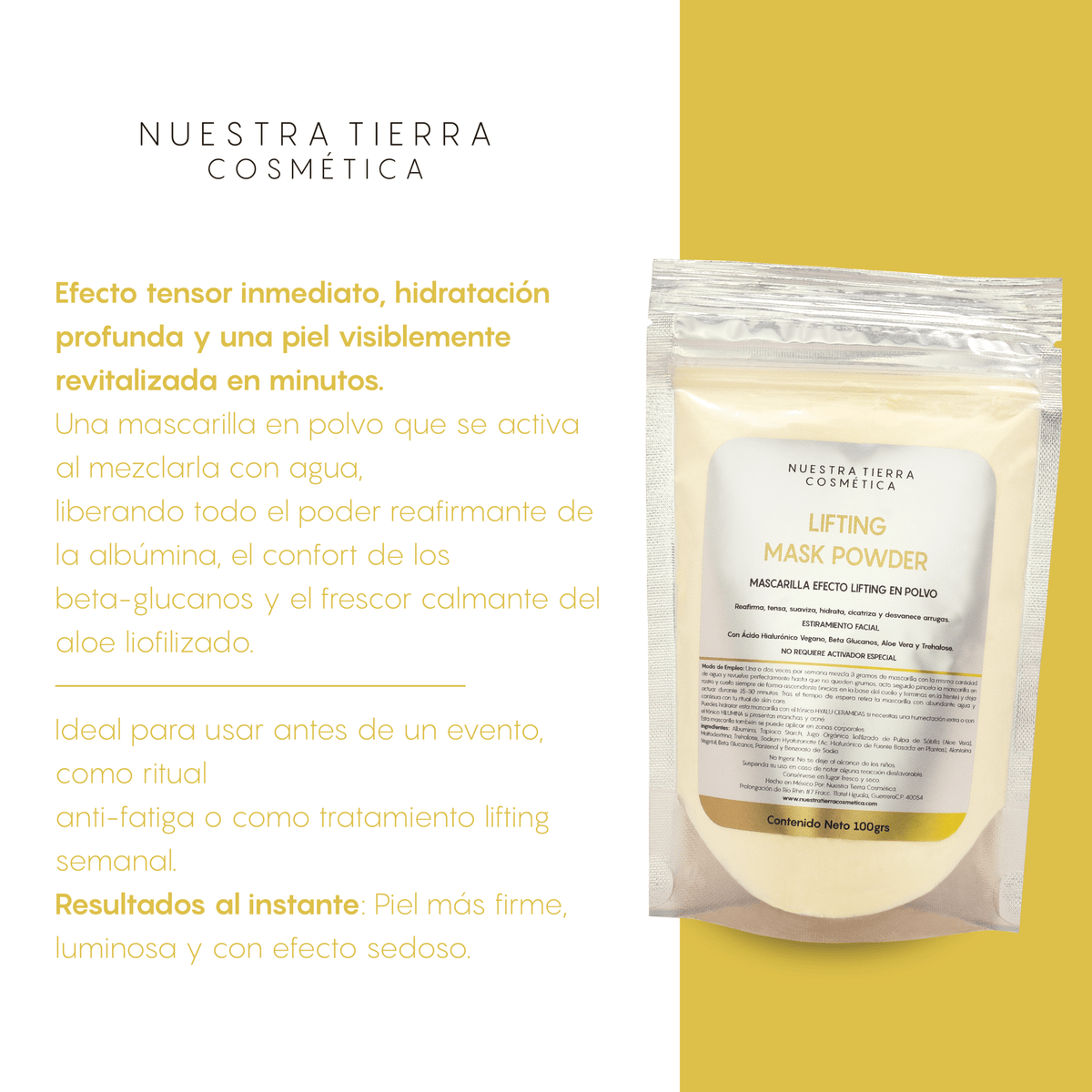 Lifting Mask Powder Mascarilla efecto Lifting - Nuestra Tierra Cosmética Ancestral