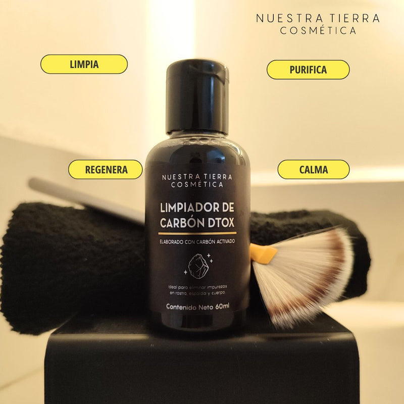 Limpiador de Carbon Dtox, Limpia, Purifica. 60ml - Nuestra Tierra Cosmética Ancestral