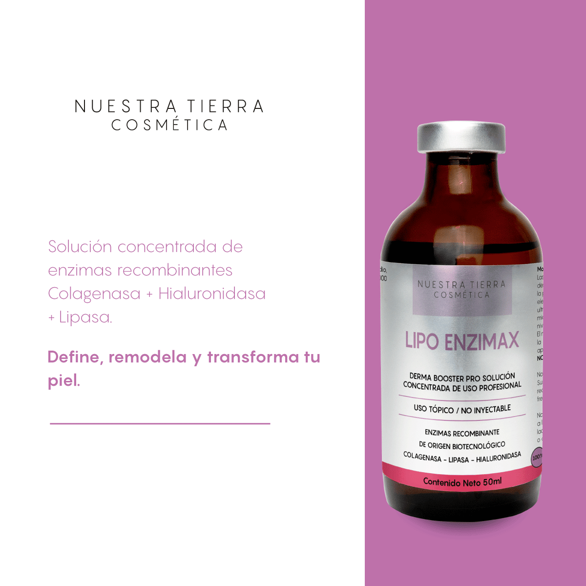 Lipo Enzimax Solucion Concentrada Enzimas recombinantes Vial - Nuestra Tierra Cosmética Ancestral