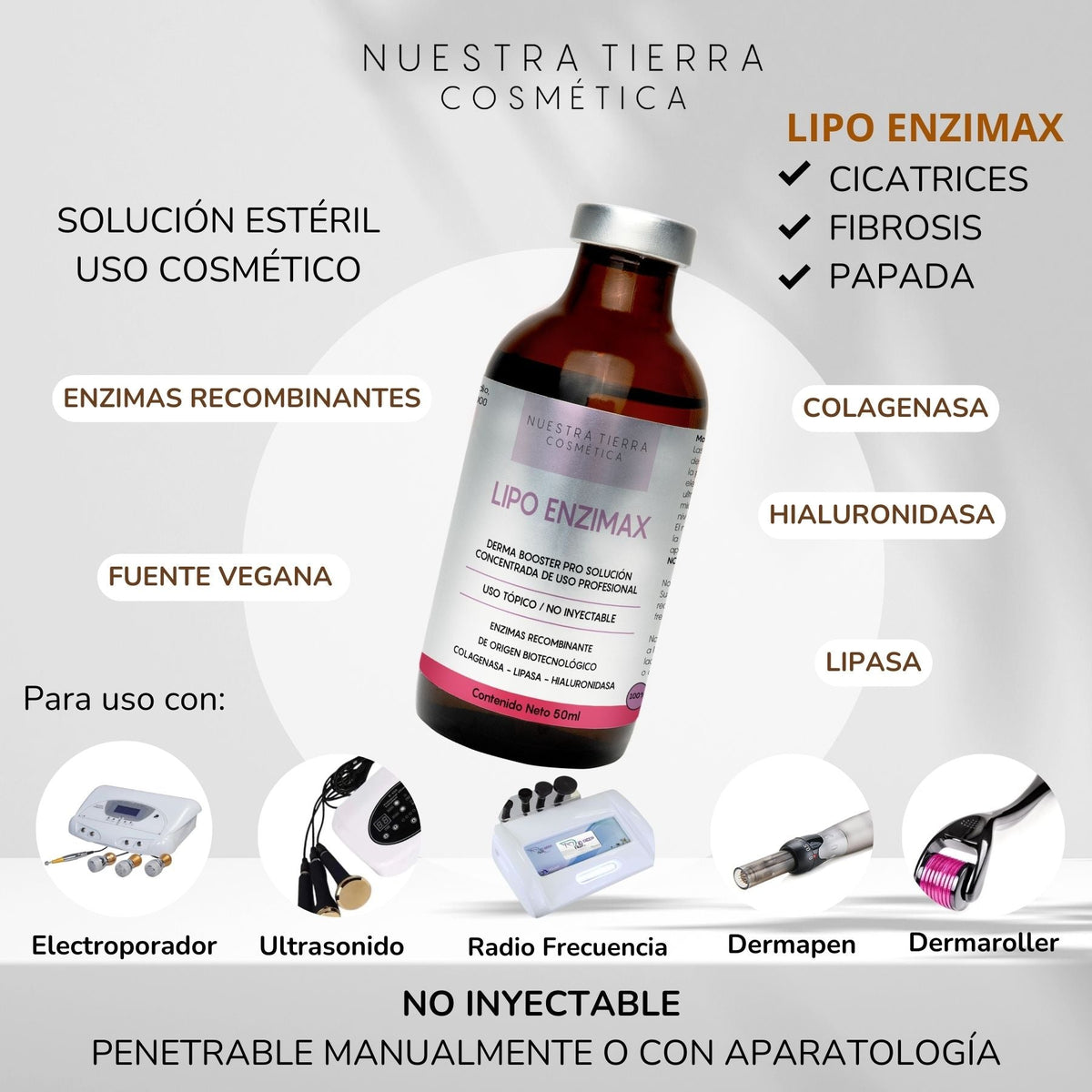 Lipo Enzimax Solucion Concentrada Enzimas recombinantes Vial - Nuestra Tierra Cosmética Ancestral