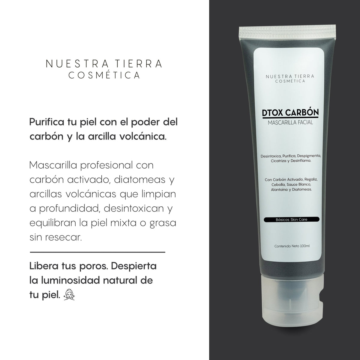 Mascarilla Dtox Carbon Activado - Nuestra Tierra Cosmética Ancestral