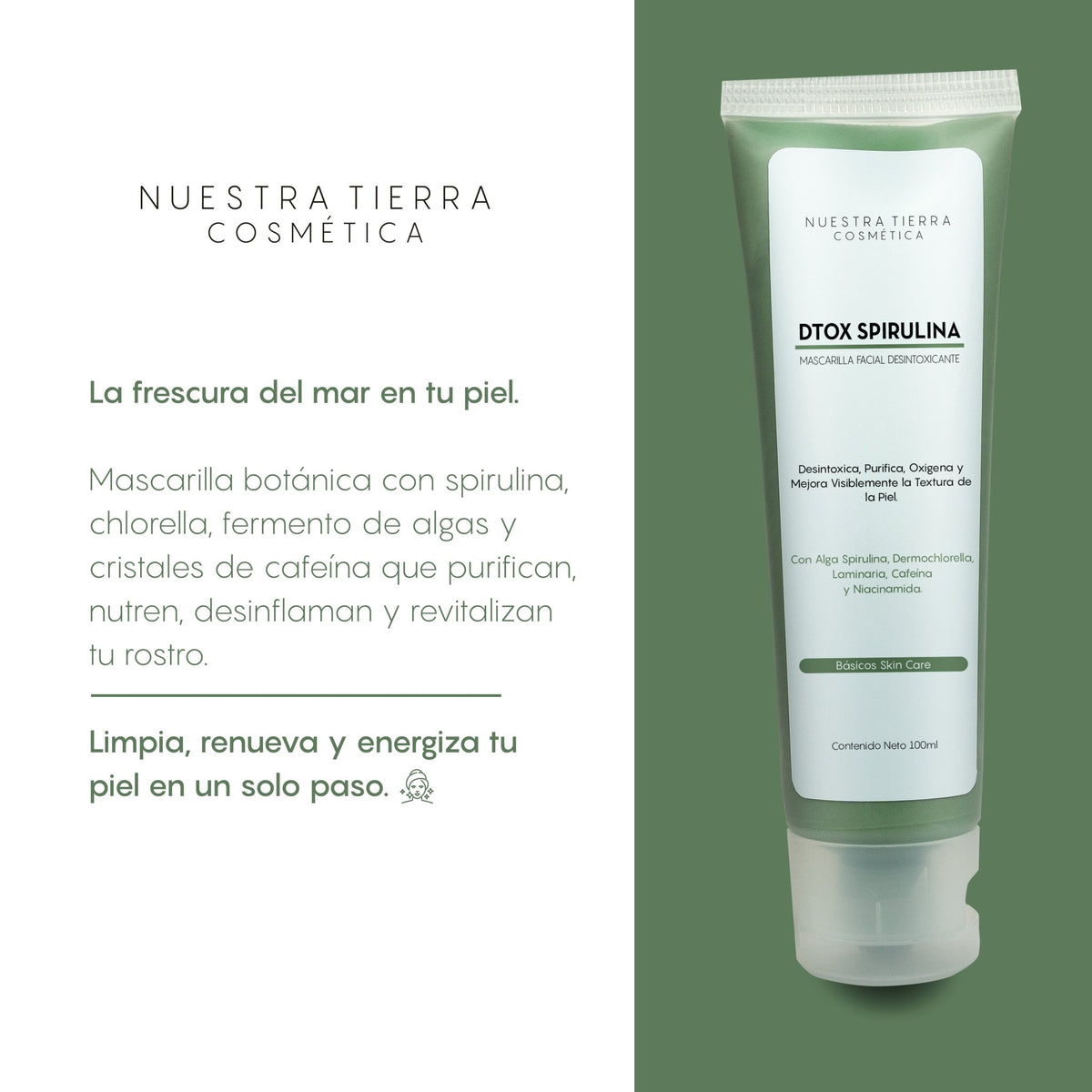 Mascarilla Dtox Spirulina - Nuestra Tierra Cosmética Ancestral