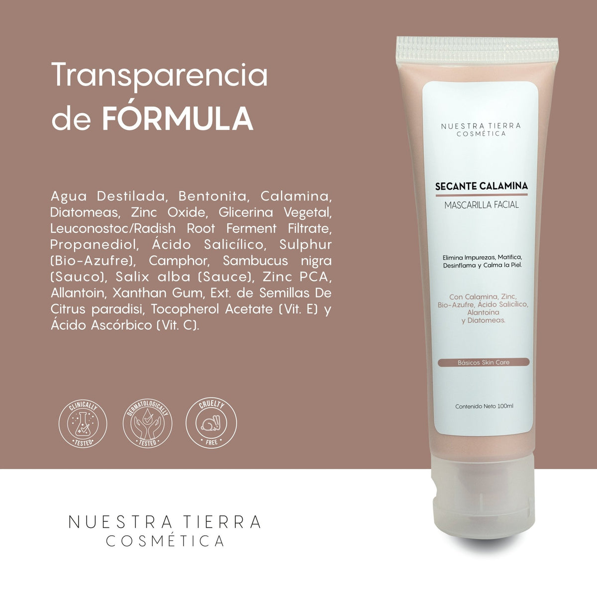 Mascarilla Secante Calamina - Nuestra Tierra Cosmética Ancestral
