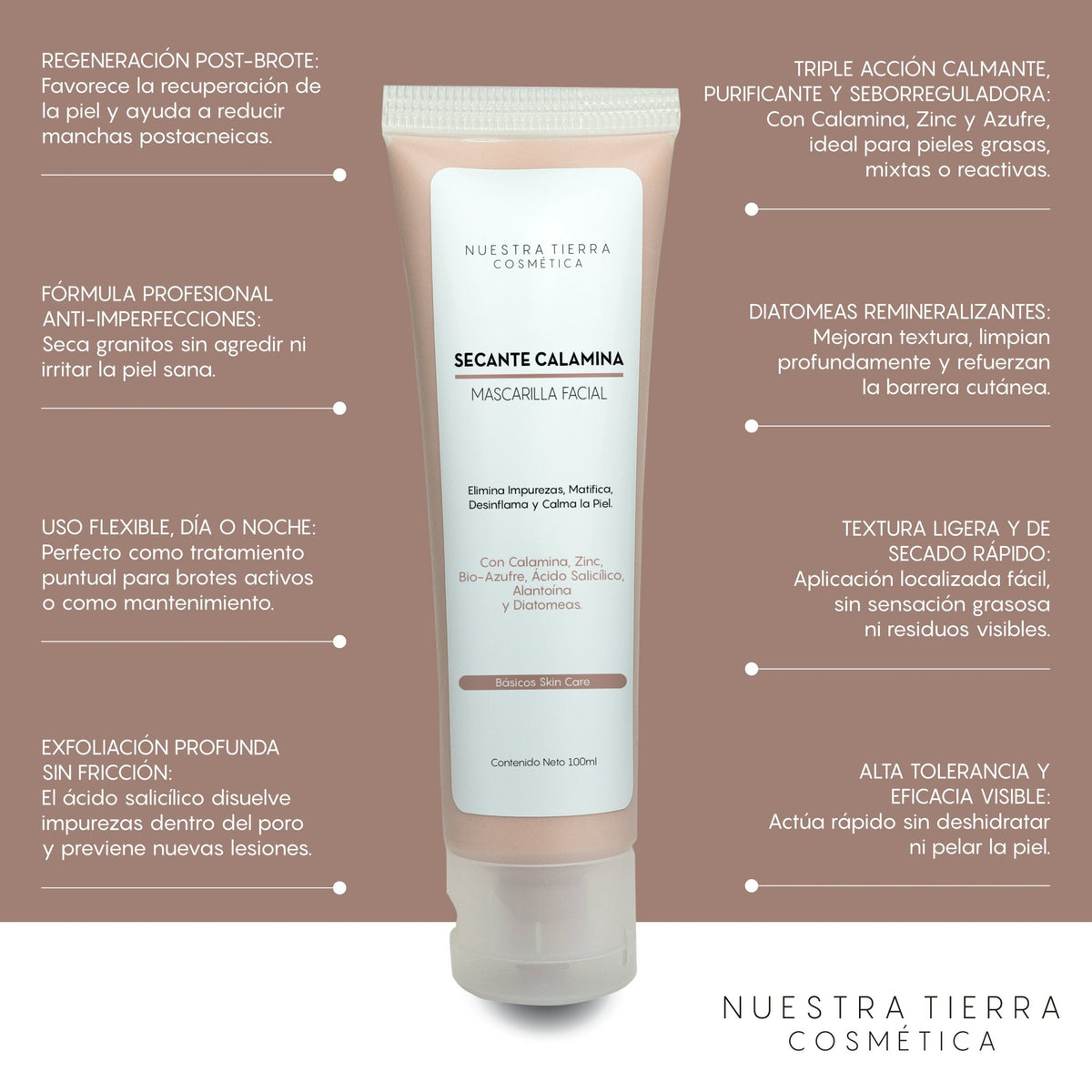 Mascarilla Secante Calamina - Nuestra Tierra Cosmética Ancestral