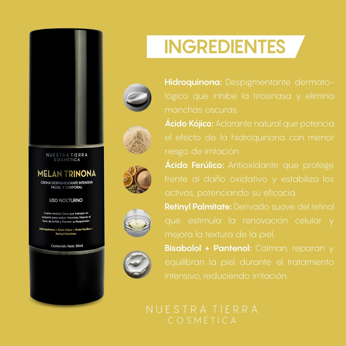 MelanTrinona Crema Despigmentante Intensiva - Nuestra Tierra Cosmética Ancestral