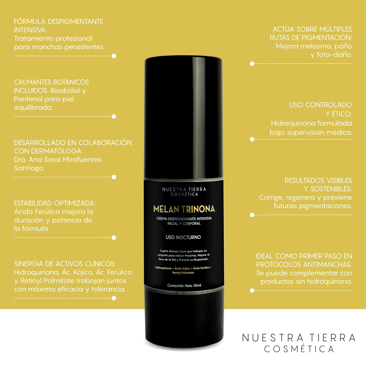 MelanTrinona Crema Despigmentante Intensiva - Nuestra Tierra Cosmética Ancestral
