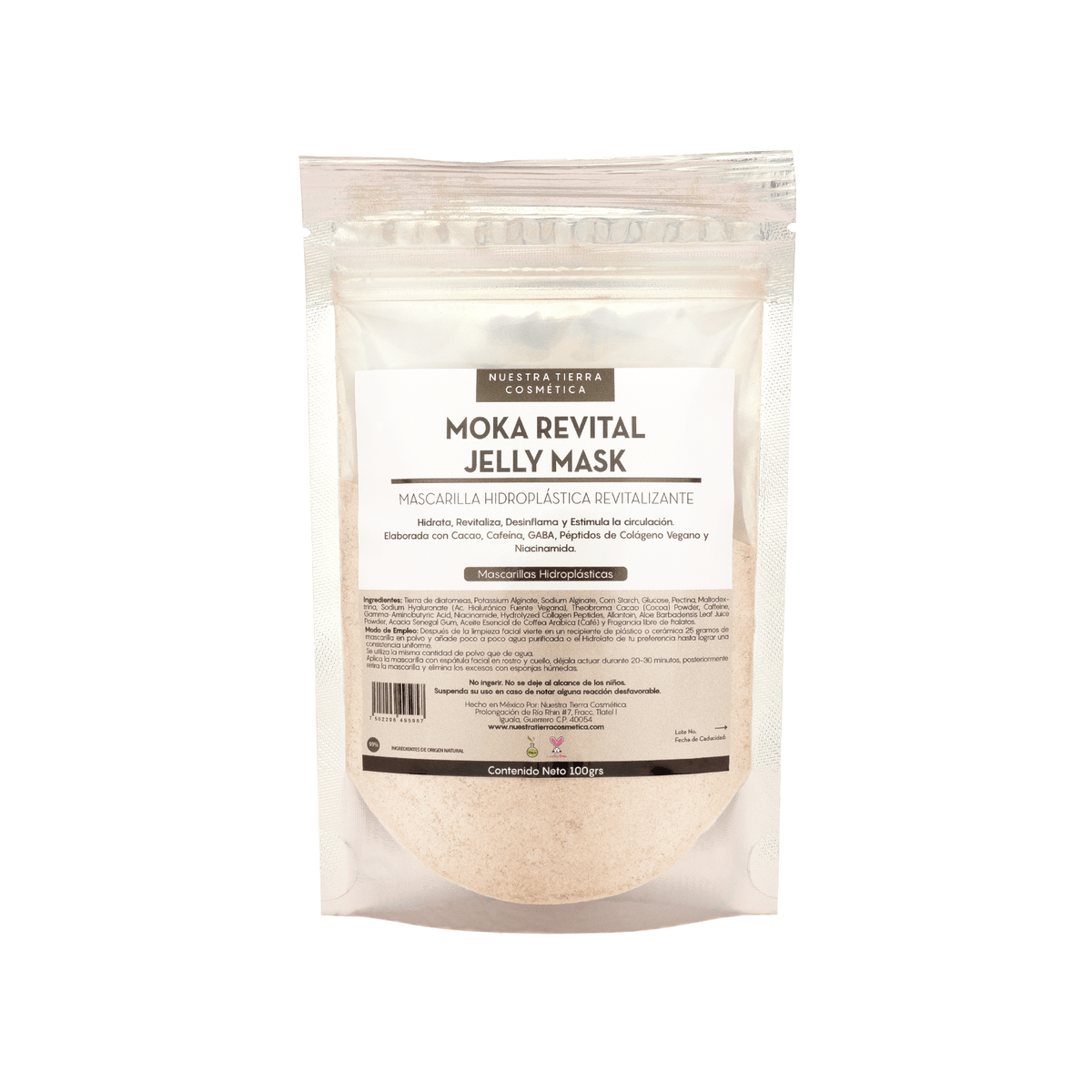 Moka Revital Jelly Mask - Mascarilla Hidroplastica con Cafe y Cacao - Nuestra Tierra Cosmética Ancestral