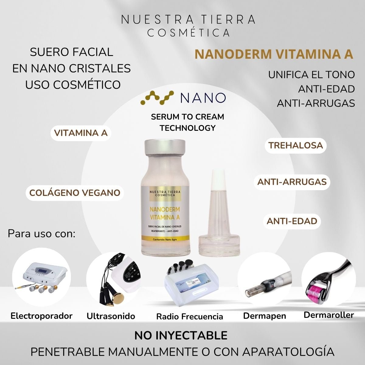 Nano Cristales de Vitamina A (Retinol) Anti - Edad, Reafirmante, Renovador Celular y Anti - manchas - Nuestra Tierra Cosmética Ancestral