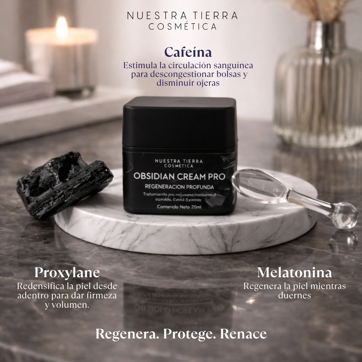 Obsidian Cream Pro 20ml espátula incluida - Nuestra Tierra Cosmética Ancestral