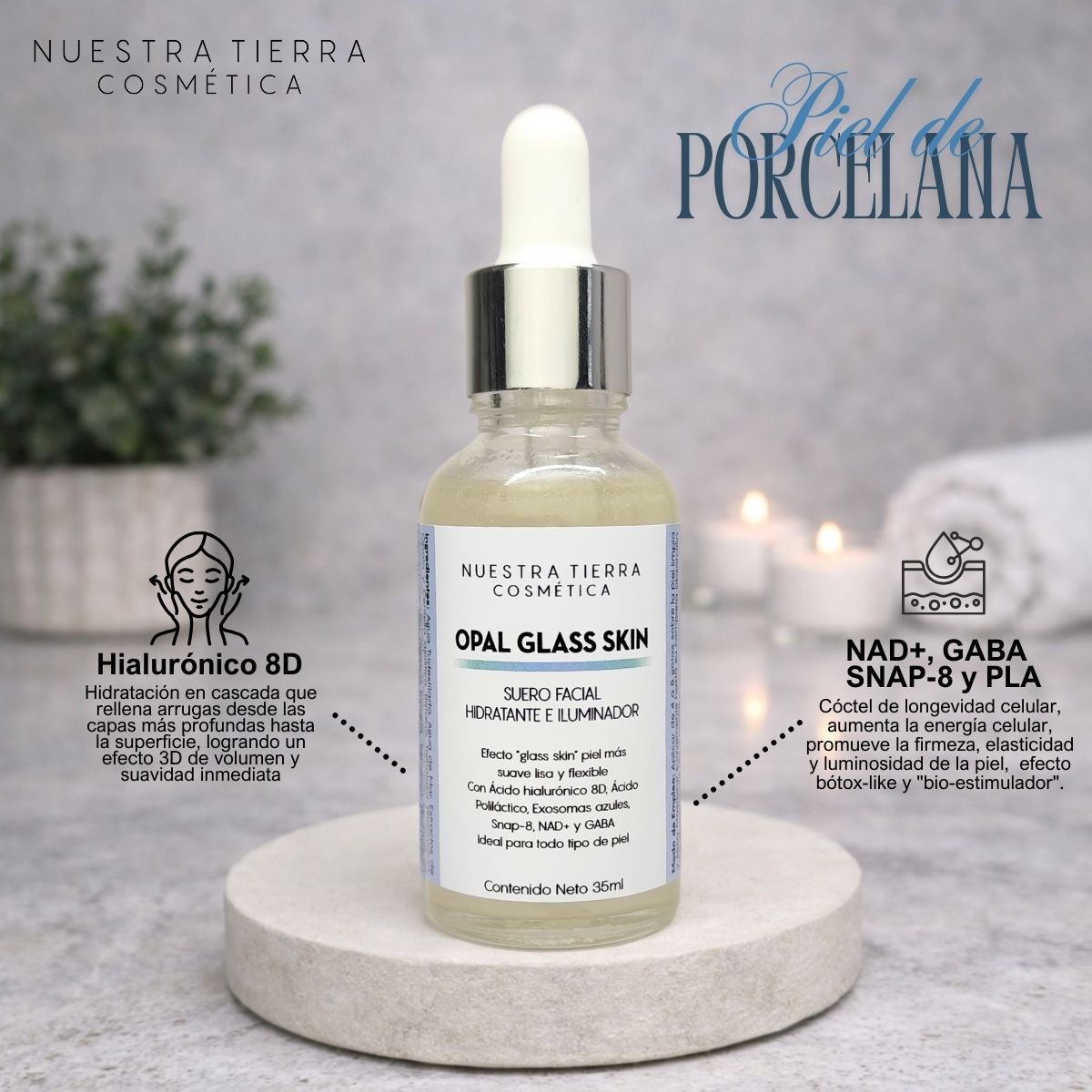 Opal Glass Skin Suero Piel de Porcelana - Nuestra Tierra Cosmética Ancestral