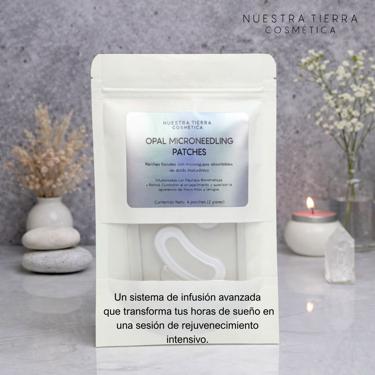 Opal Microneedling Patches Parches Faciales con microagujas de Ac. Hialuronico - Nuestra Tierra Cosmética Ancestral
