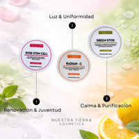 Pack Trilogía de la Luz Crystal Patches (Rose Stem + Radian C + Green Dtox) - Nuestra Tierra Cosmética Ancestral