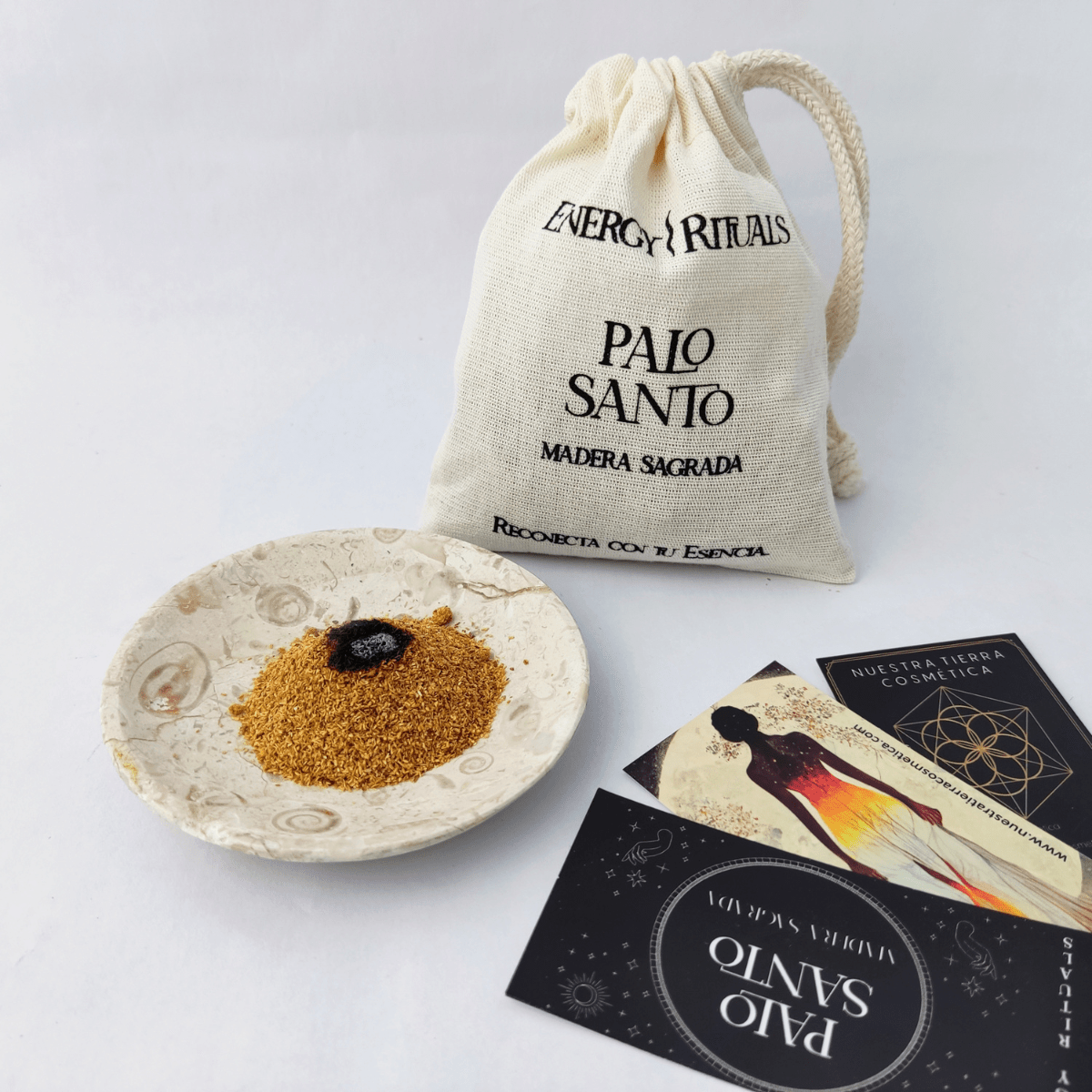 Palo Santo en Polvo 50grs con Morral de Manta - Nuestra Tierra Cosmética Ancestral