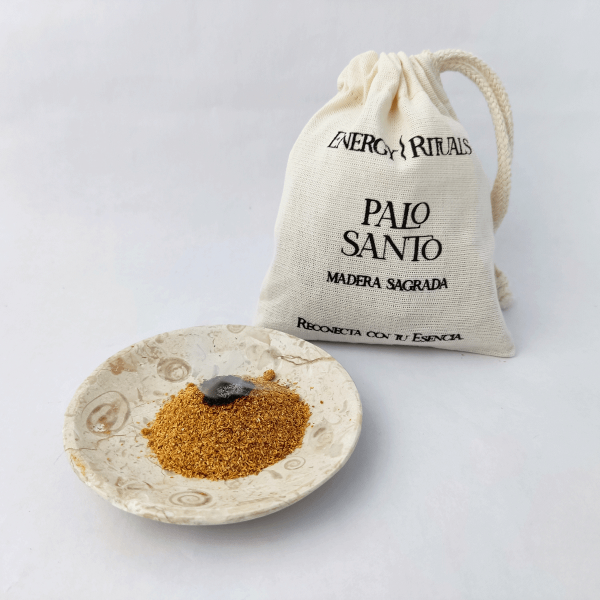 Palo Santo en Polvo 50grs con Morral de Manta - Nuestra Tierra Cosmética Ancestral