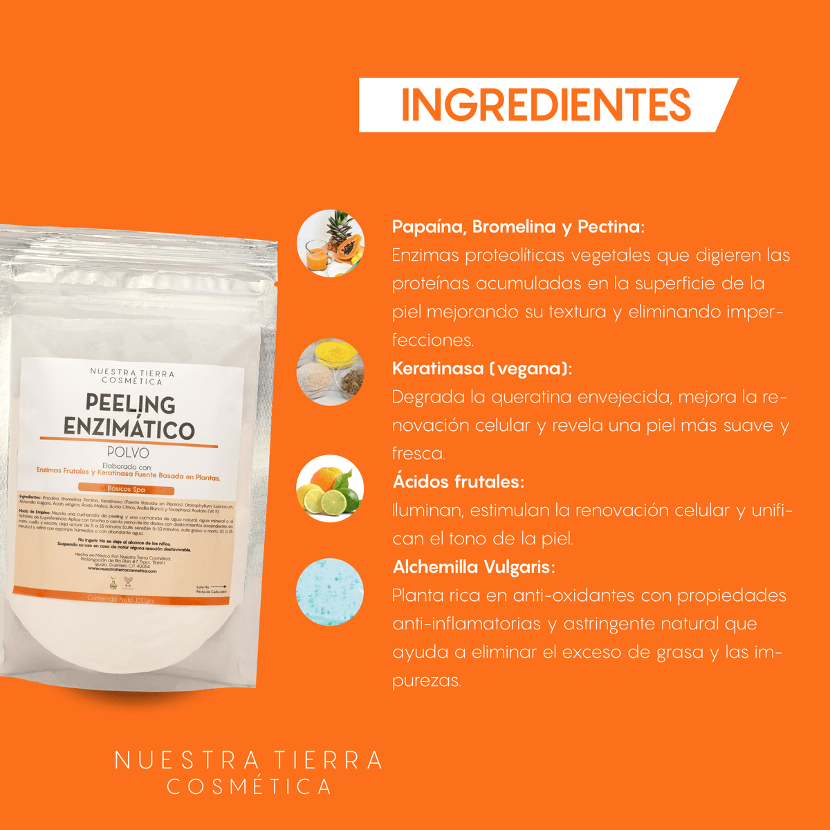Peeling Enzimatico en Polvo Ideal para pieles sensibles y Dermapen - Nuestra Tierra Cosmética Ancestral