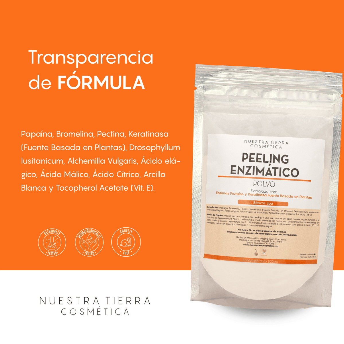 Peeling Enzimatico en Polvo Ideal para pieles sensibles y Dermapen - Nuestra Tierra Cosmética Ancestral