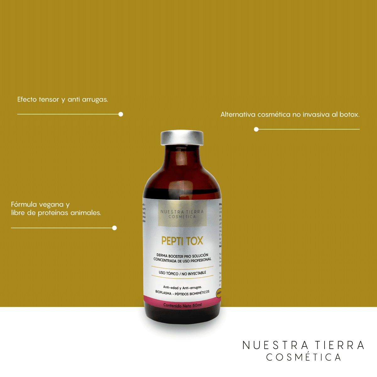 Pepti Tox Solucion Concentrada Anti - arrugas efecto Btox Vial - Nuestra Tierra Cosmética Ancestral
