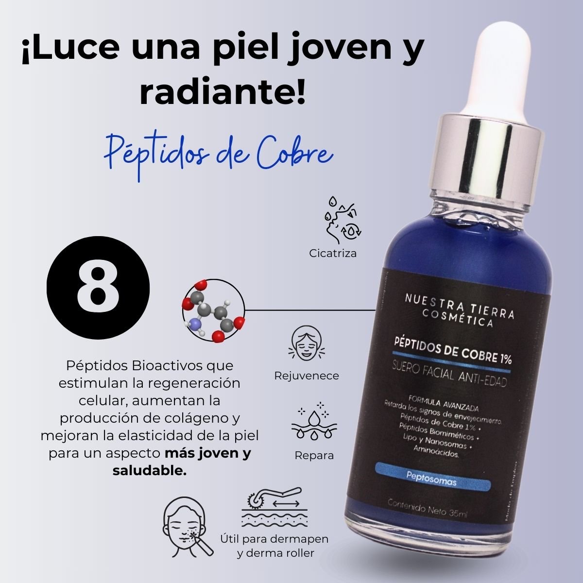 Peptidos De Cobre Suero Facial - Nuestra Tierra Cosmética Ancestral