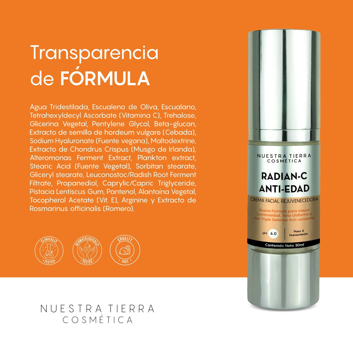 Radian - C Crema Facial Rejuvenecedora - Nuestra Tierra Cosmética Ancestral