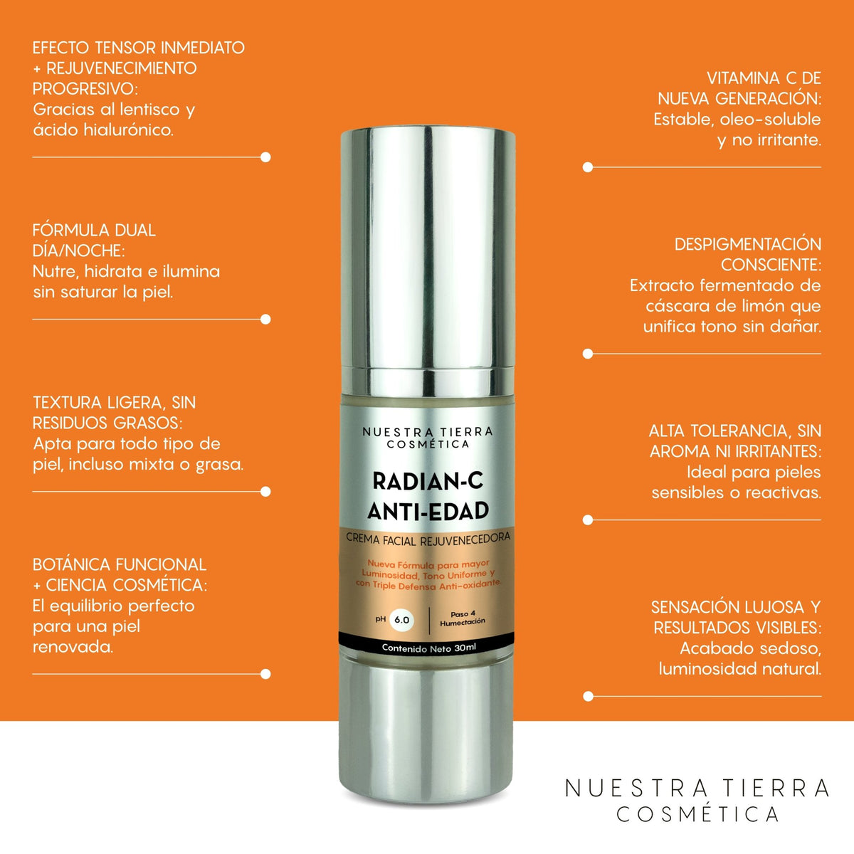 Radian - C Crema Facial Rejuvenecedora - Nuestra Tierra Cosmética Ancestral