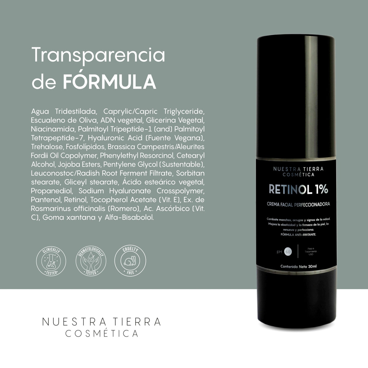 Retinol 1% Crema Facial Perfecccionadora - Nuestra Tierra Cosmética Ancestral
