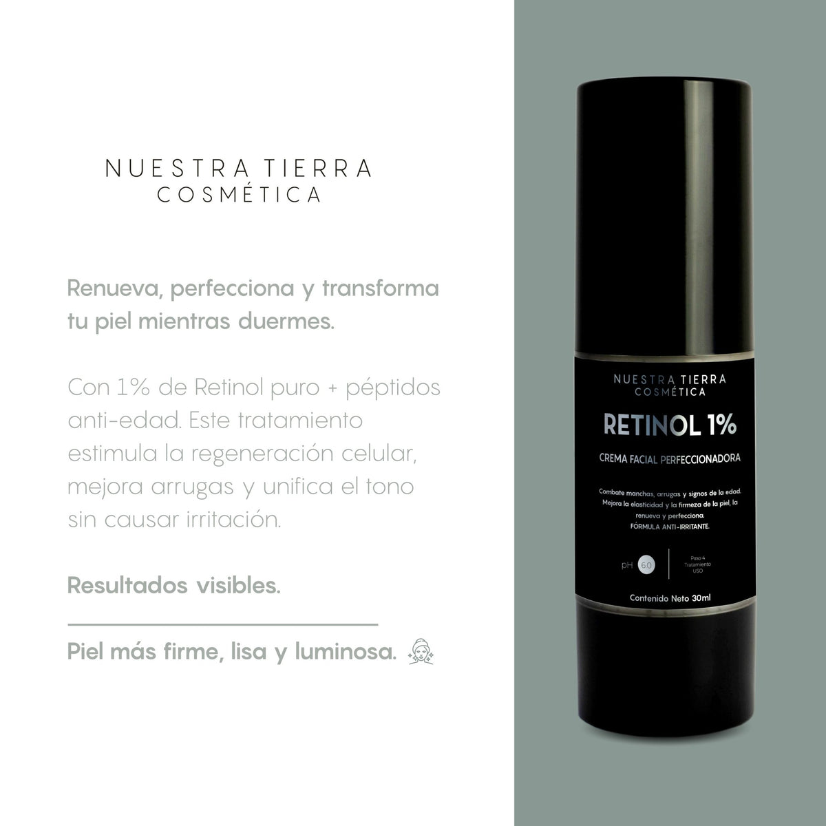 Retinol 1% Crema Facial Perfecccionadora - Nuestra Tierra Cosmética Ancestral
