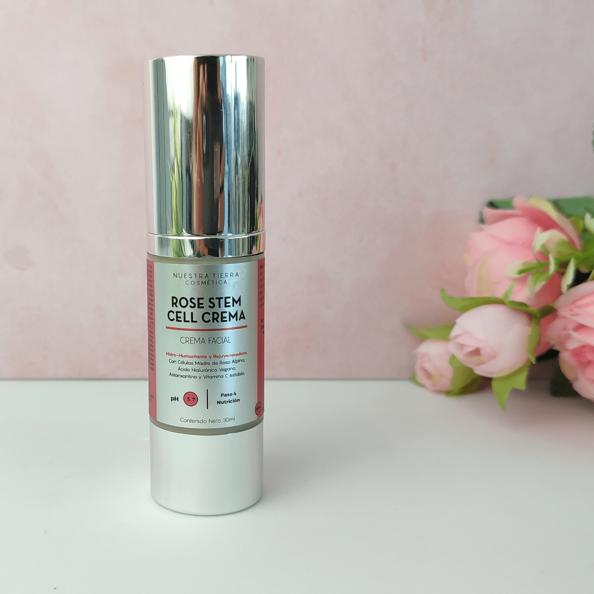 Rose Stem Cell Crema Facial Anti - Edad con Astanxantina - Nuestra Tierra Cosmética Ancestral