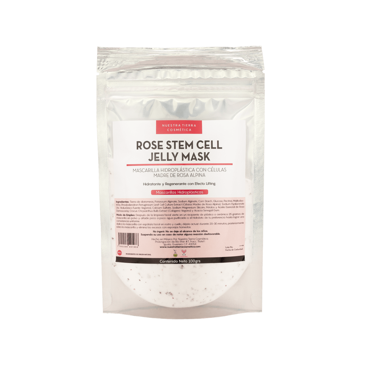 Rose Stem Cell Mascarilla Hidro - Plastica Efecto Lifting Anti - Edad Jelly Mask - Nuestra Tierra Cosmética Ancestral