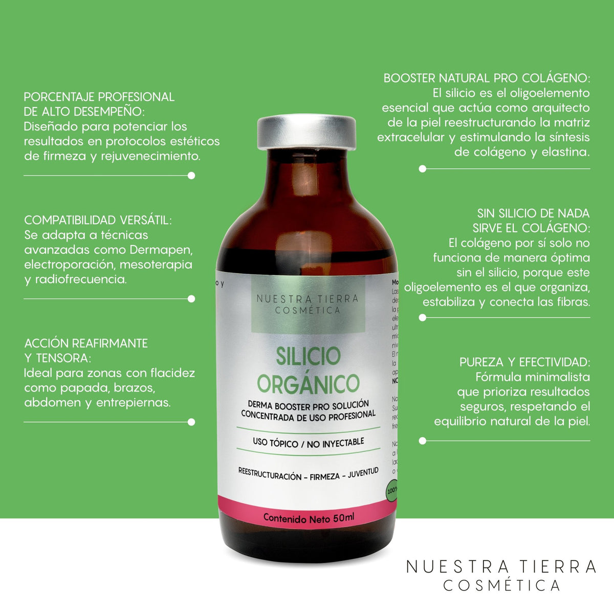 Silicio Organico Solucion Concentrada Vial - Nuestra Tierra Cosmética Ancestral
