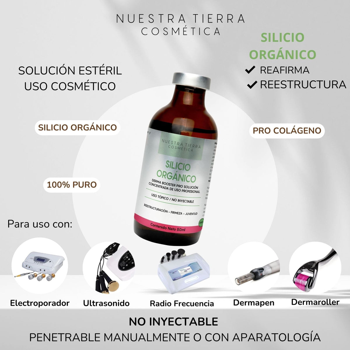 Silicio Organico Solucion Concentrada Vial - Nuestra Tierra Cosmética Ancestral