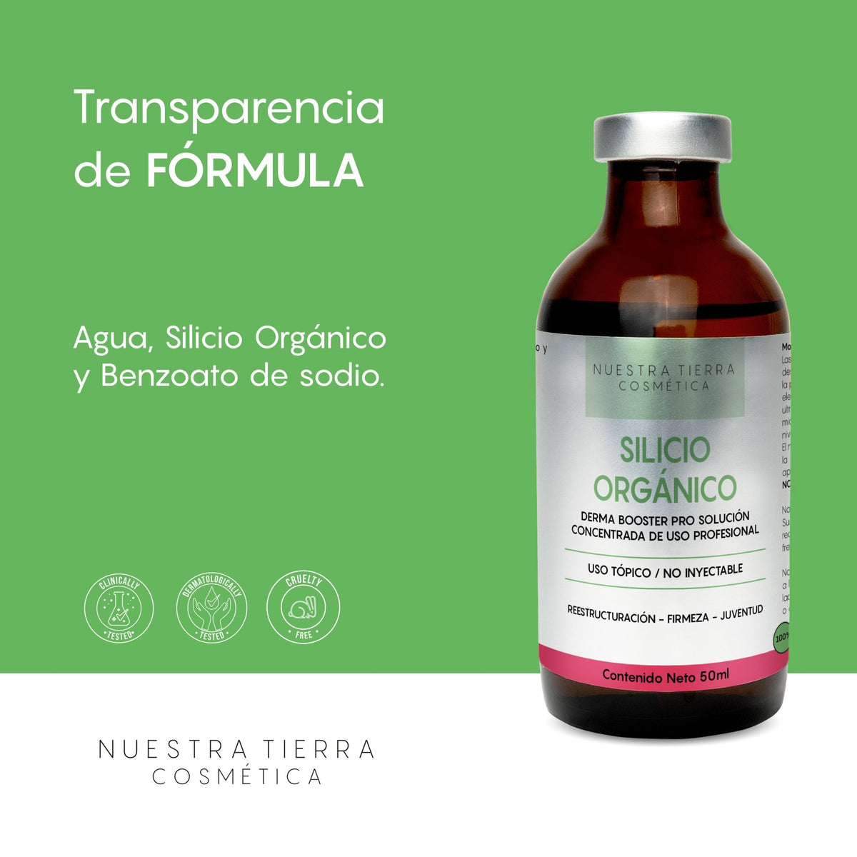 Silicio Organico Solucion Concentrada Vial - Nuestra Tierra Cosmética Ancestral