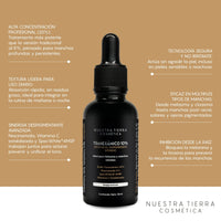 Suero Aclarante Acido Tranexamico 10% para melasma y manchas rebeldes - Nuestra Tierra Cosmética Ancestral