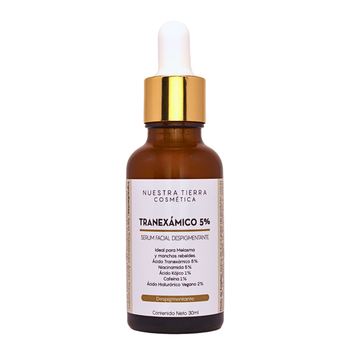 Suero Aclarante Acido Tranexamico 5% para melasma y manchas rebeldes - Nuestra Tierra Cosmética Ancestral