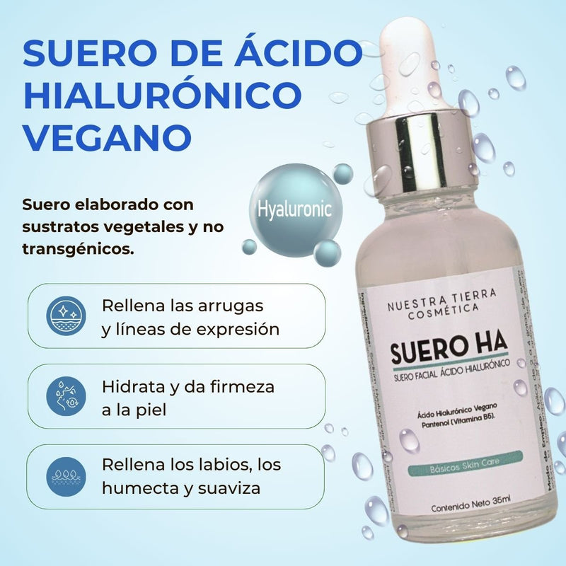 Suero De Acido Hialuronico Vegano Hidratante Anti - arrugas - Nuestra Tierra Cosmética Ancestral
