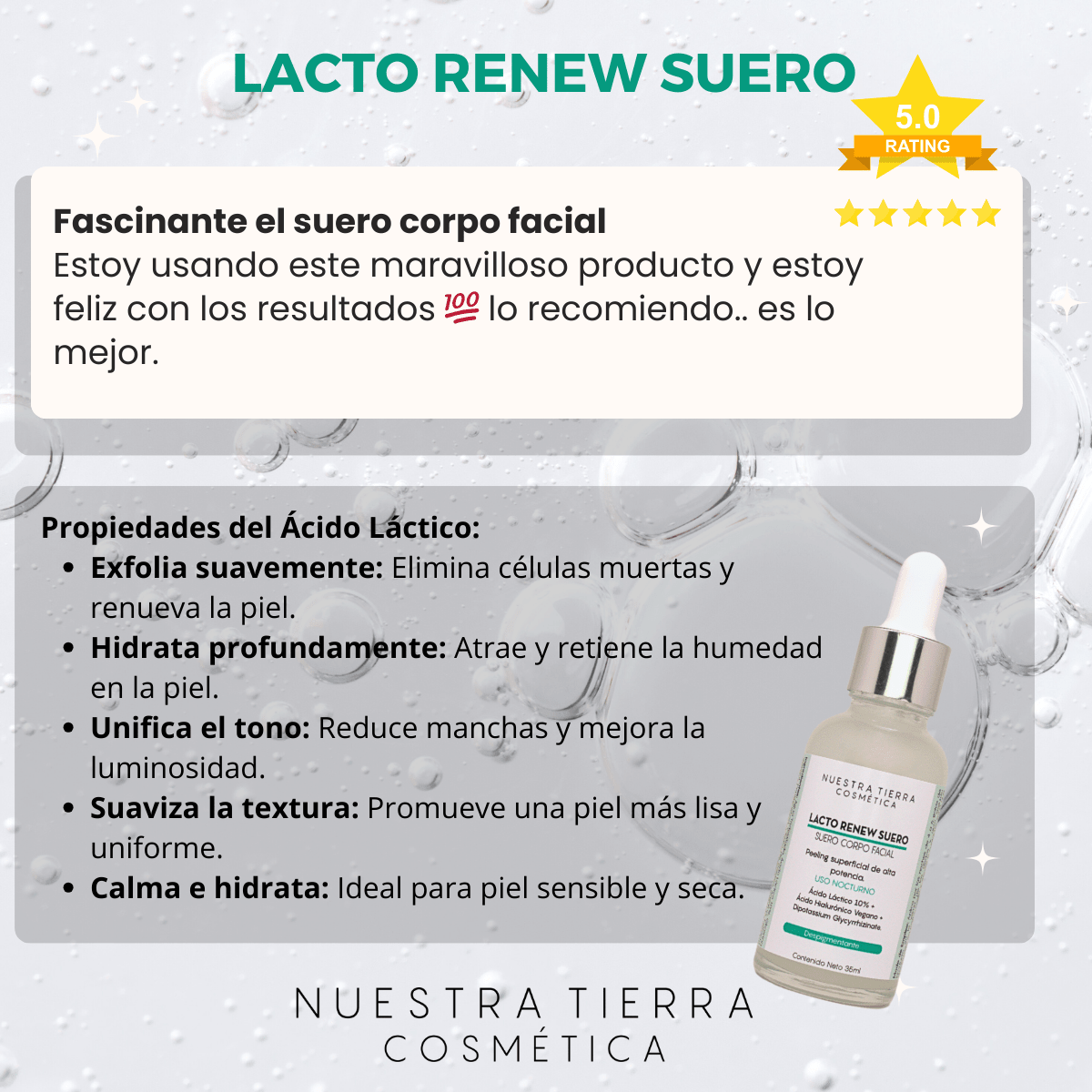 Suero de Acido Lactico Aclarante - Nuestra Tierra Cosmética Ancestral