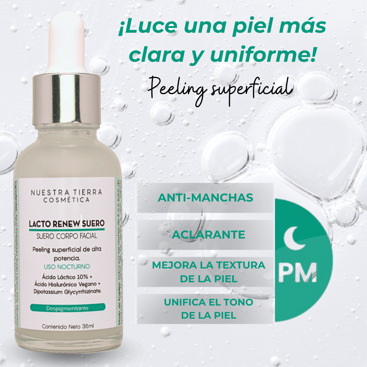 Suero de Acido Lactico Aclarante - Nuestra Tierra Cosmética Ancestral