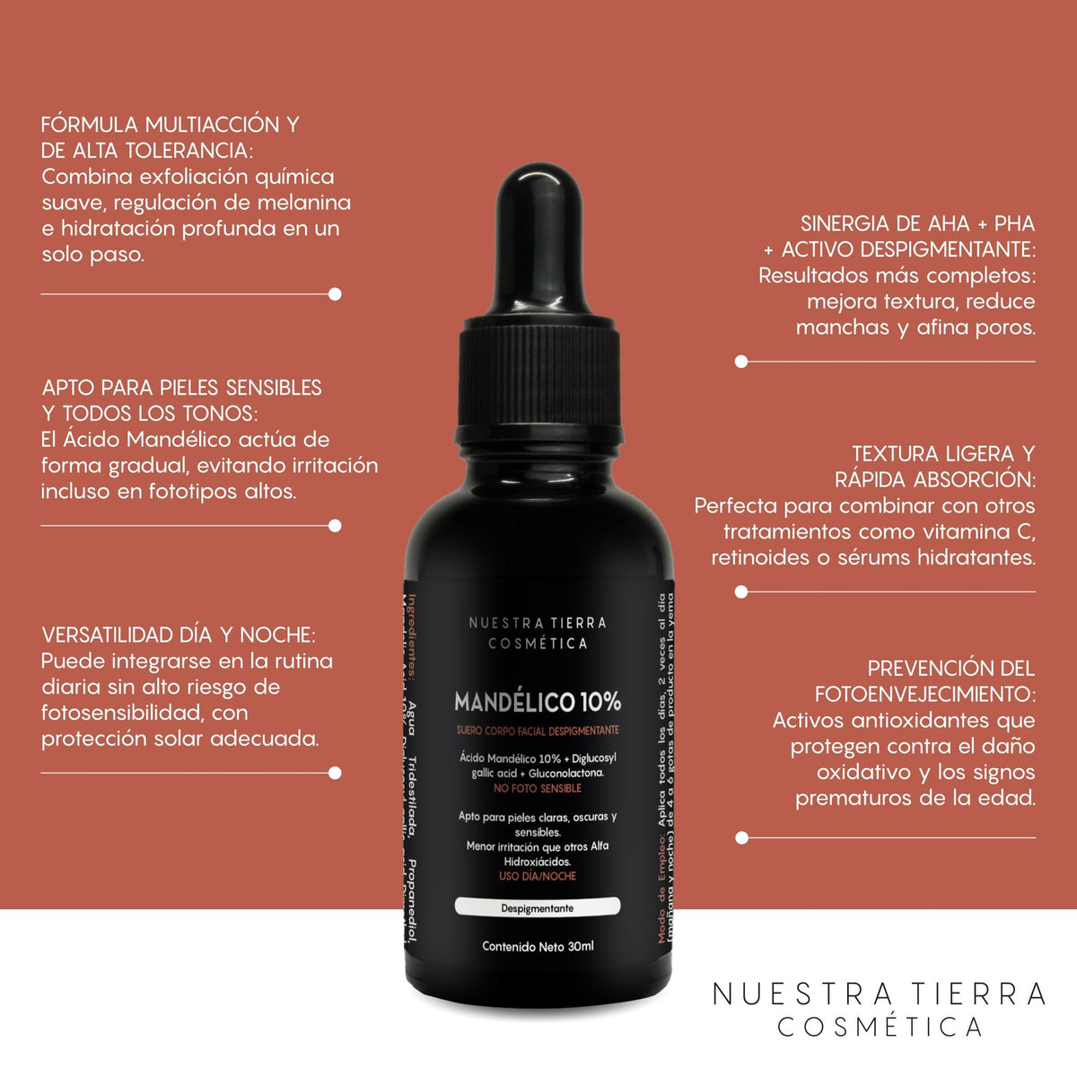Suero de Acido Mandelico 10% - Nuestra Tierra Cosmética Ancestral