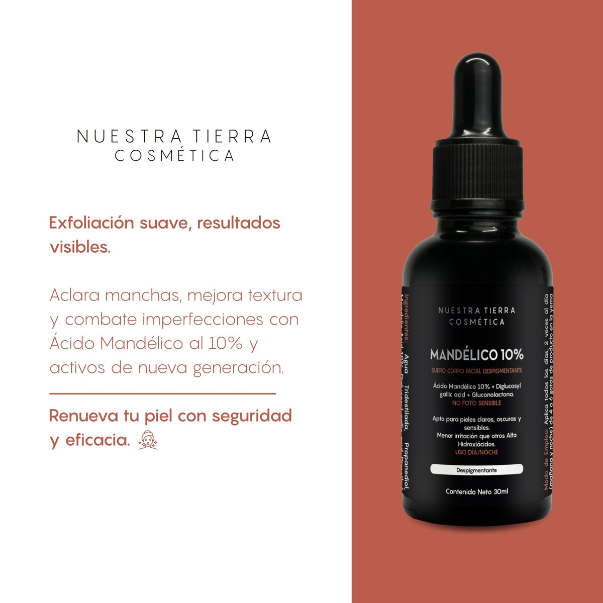 Suero de Acido Mandelico 10% - Nuestra Tierra Cosmética Ancestral