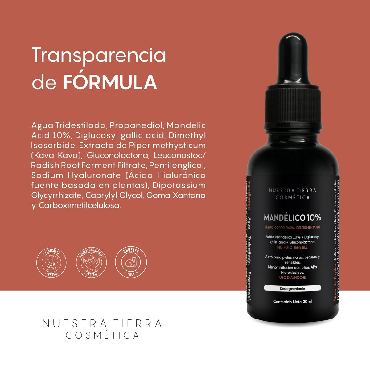 Suero de Acido Mandelico 10% - Nuestra Tierra Cosmética Ancestral