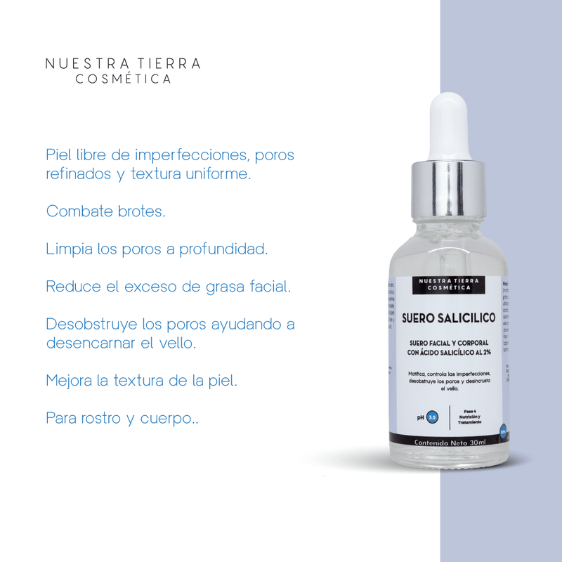 Suero de Acido Salicilico al 2% - Nuestra Tierra Cosmética Ancestral