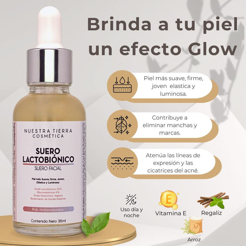 Suero Lactobionico piel mas suave, firme, joven, elastica y luminosa. - Nuestra Tierra Cosmética Ancestral
