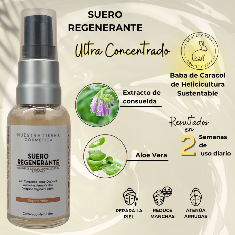 Suero Regenerante de Baba de Caracol Sustentable Ideal para paño y pecas