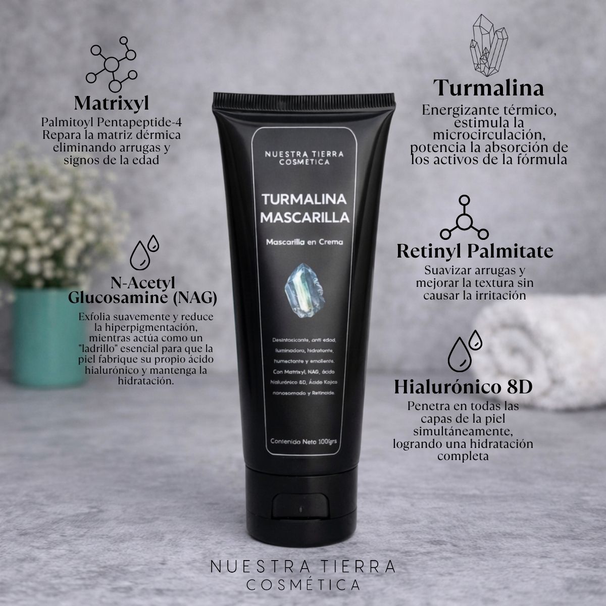 Turmalina Mascarilla Desintoxicante e Iluminadora - Nuestra Tierra Cosmética Ancestral
