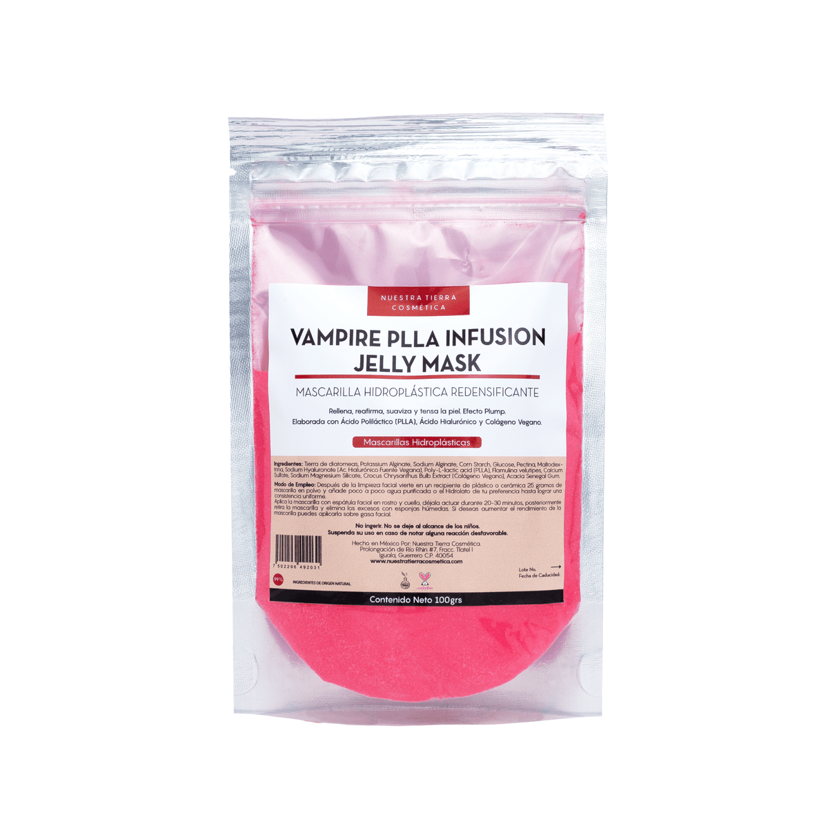 Vampire PLLA Infusion Mascarilla Hidro - Plastica Redensificante y Rellenadora - Nuestra Tierra Cosmética Ancestral
