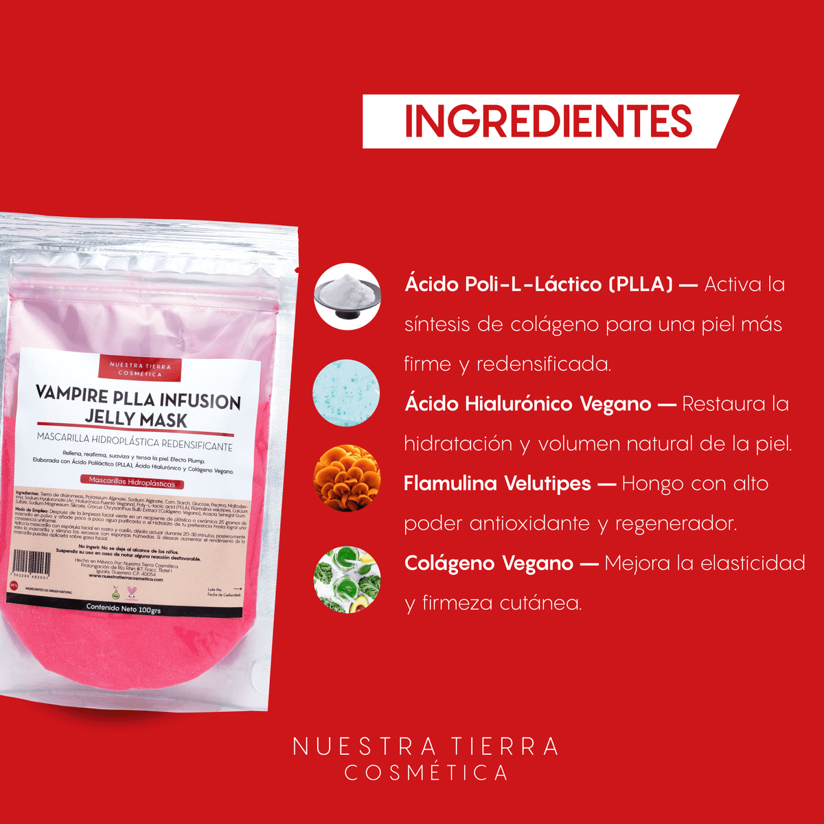 Vampire PLLA Infusion Mascarilla Hidro - Plastica Redensificante y Rellenadora - Nuestra Tierra Cosmética Ancestral